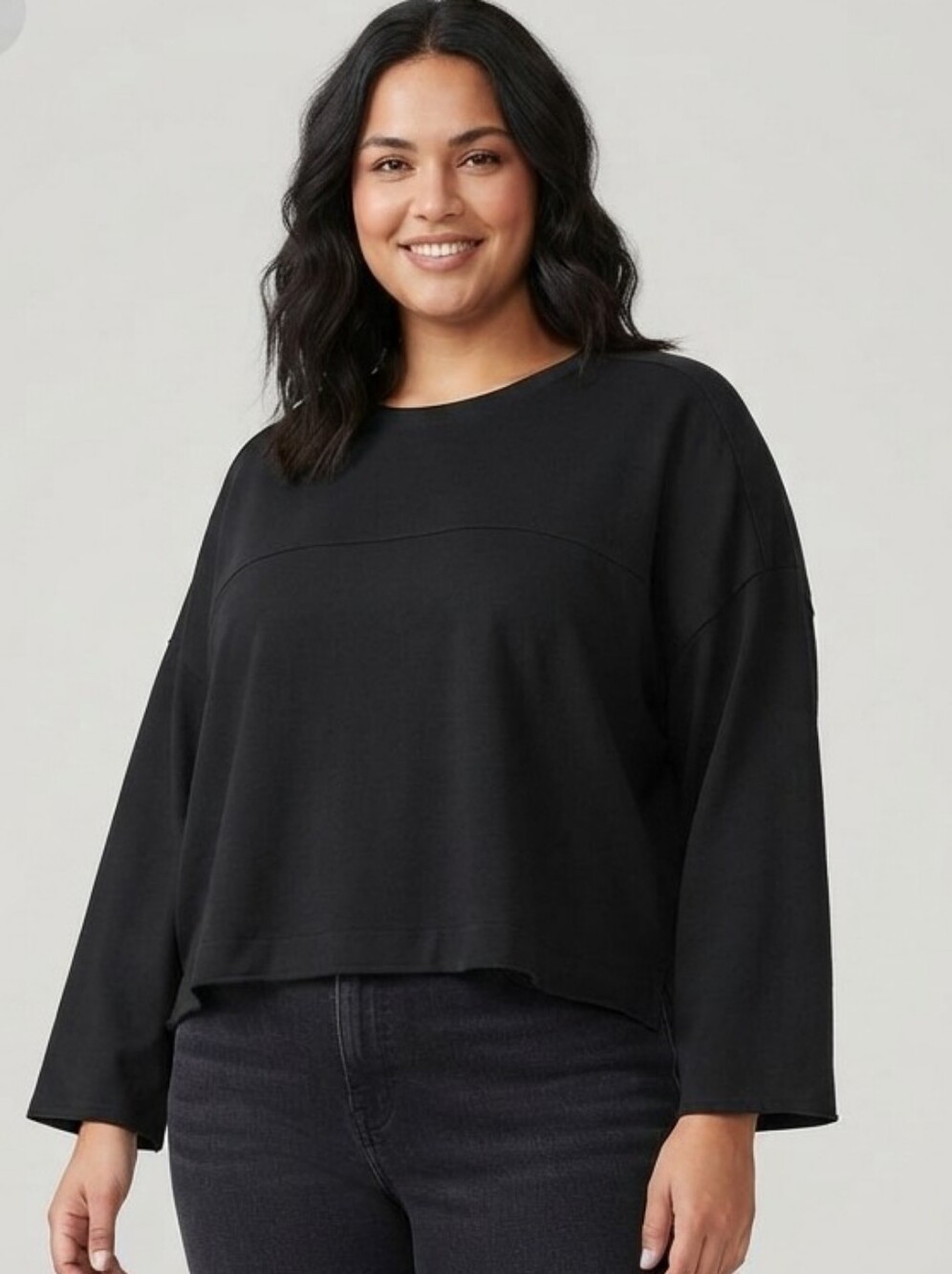 Free Assembly Black Long Sleeve Boxy Tee Size XXXL Plus Size VGUC